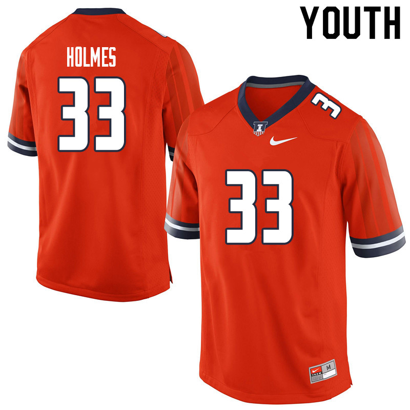 Youth #33 Ezekiel Holmes Illinois Fighting Illini College Football Jerseys Sale-Orange